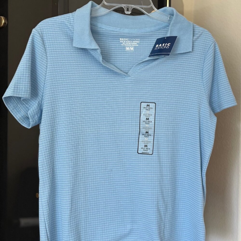 NWT Med Lt Blue  Split Neck Polo - M/M